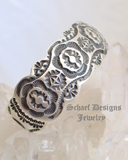  Artist Signed LO Morrison HEAVY Stamped Cuff Stacking Bracelet  Schaef Designs | New Mexico 